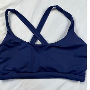 Title Nine Navy Blue Sports Bra Swim Crisscross Back Adjustable Straps Size S